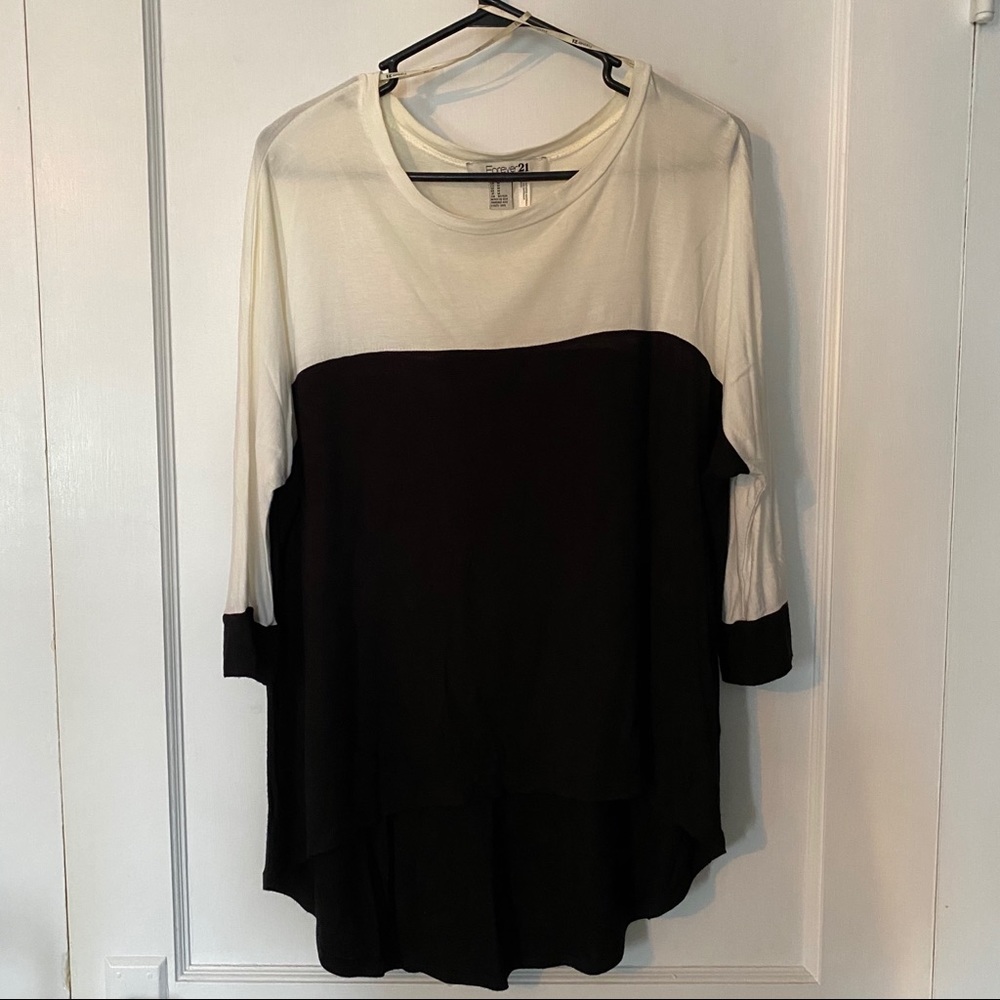 Forever 21 Black/White Color Block Shirt, Size M